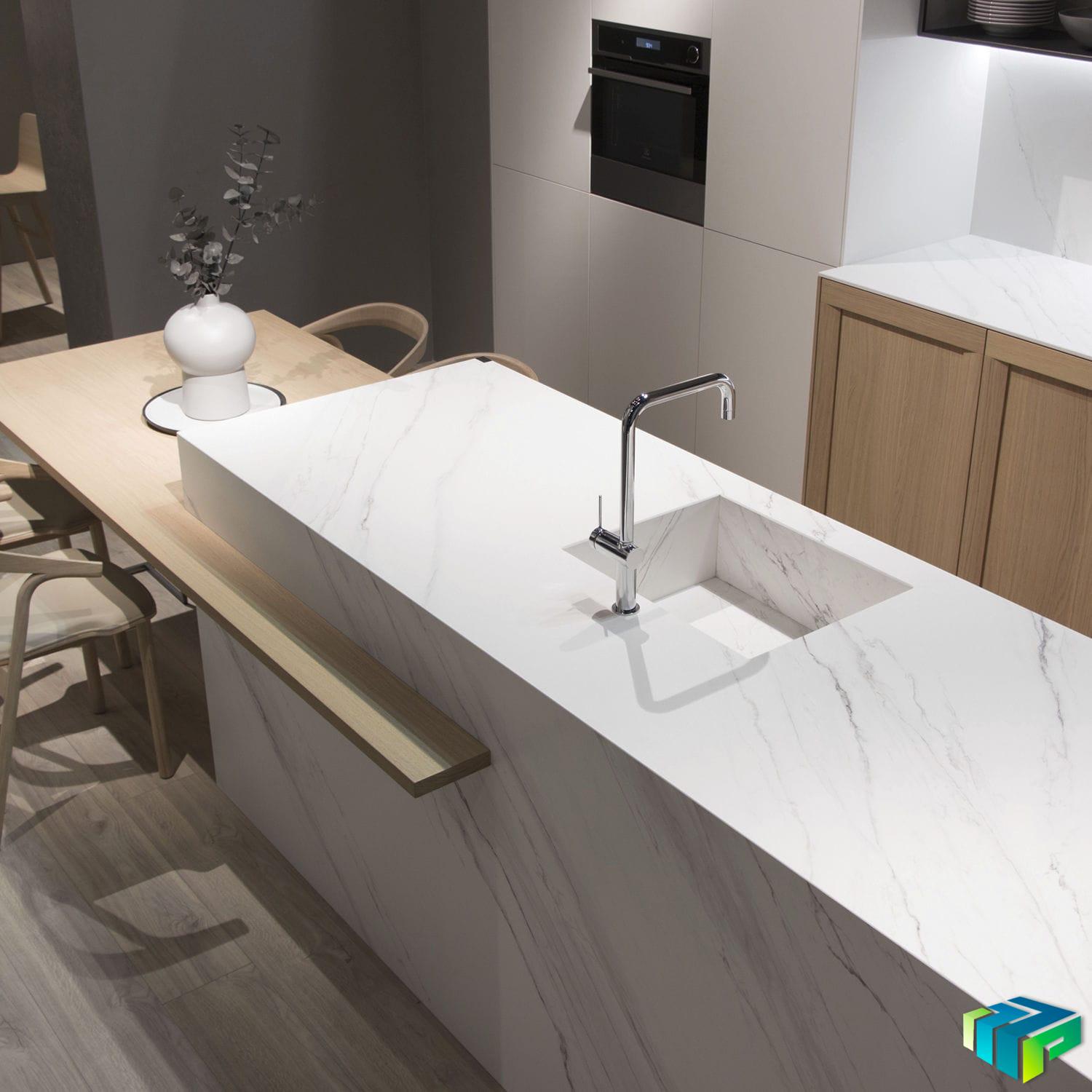 Porcelain stoneware countertop / outdoor / heat-resistant / stain-proof